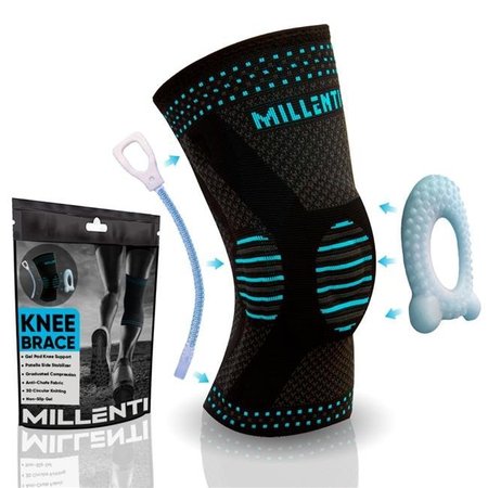 Millenti Millenti KB02XLBU KneeBrace Gel Side Stabilizer Knee Sleeve; Black & Blue - Extra Large KB02XLBU
